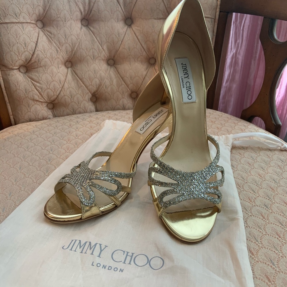Jimmy Choo Gold Heels Sz 41 **WORN ONCE**